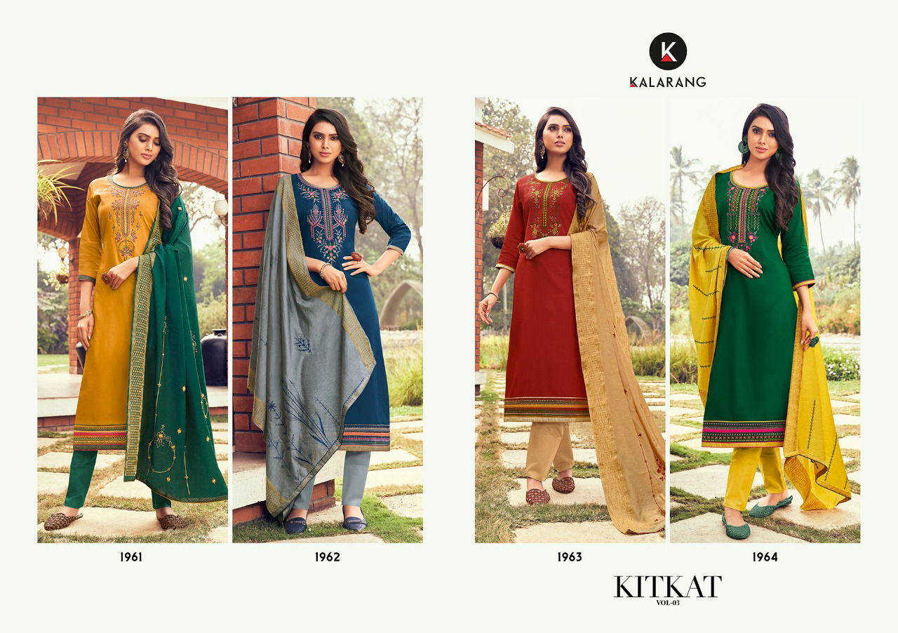 Kalarang Kitkat 3 Latest Casual Party Wear Designer Dress Materiel 